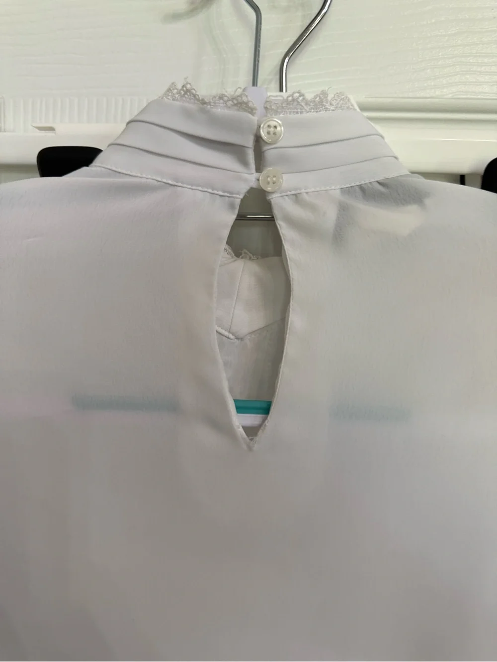 Notations Vintage White Lace High Neck Secretary Blouse Cottagecore 6 career - Picture 6 of 8